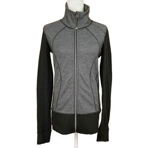 Lululemon Nice Asana Jacket Size 6 (READ) Herringbone Heathered Slate Gray/Black